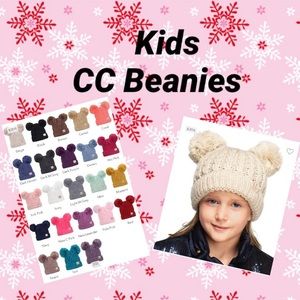 Kids Double Pom Authentic C.C Exclusives Beanie Hat Assorted Colors NWT In Pkg